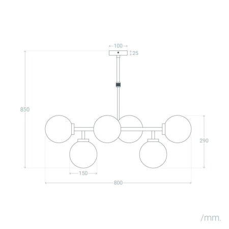 Lampa modern glamour do salonu i kuchni ABR-LWL-6XE27 z serii MILANO - 2