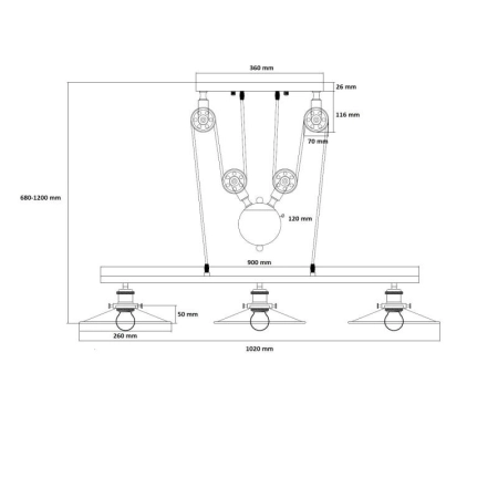 Designerska, industrialna lampa nad stół ABR-LWR-3XE27 z serii MONTE - 2