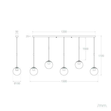 Szeroka lampa wisząca nad stół w salonie ABR-LWD-5XE27 z serii DANTE - 2