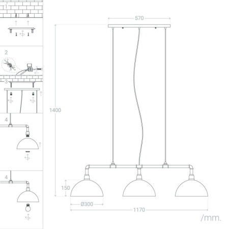 Przemysłowa, nietuzinkowa lampa nad stół ABR-RRR-3XE27 z serii RETRO - 7