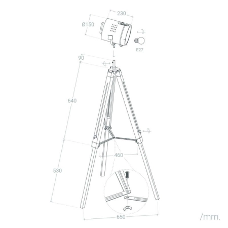 Nowoczesna lampa stojąca trójnóg ABR-RRV-C-E27 z serii RETRO - 8