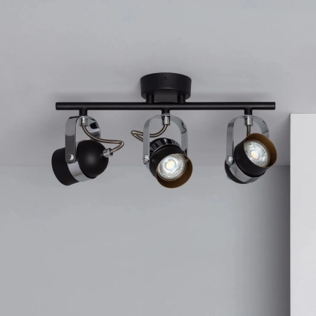 Czarno-srebrne reflektory do salonu ABR-RRH-C-3XGU10 z serii RETRO