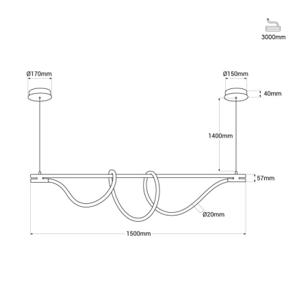 Lampa wisząca LED - świecący sznur ABR-HILTON-SG-38W z serii SPIRALI - 8