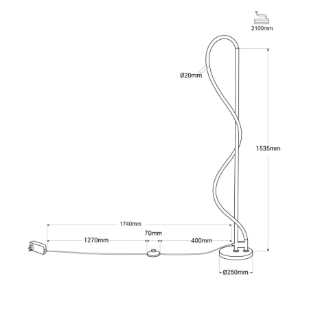 Ozdobna, złota lampa stojąca LED ABR-EOS-G-30W z serii SPIRALI - 8