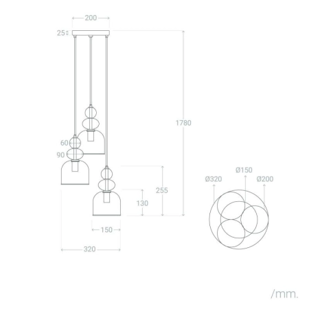 Potrójna lampa wisząca, kolorowe klosze ABR-3KOLOK-F z serii KOLORENO - 8