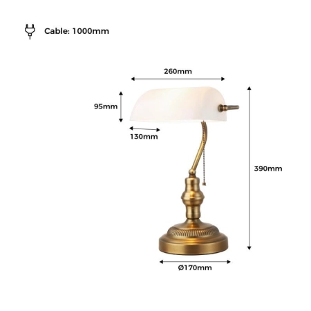 Lampa bankierska ze złotą podstawą ABR-LB-BANK-B z serii BANKIERKI - 10