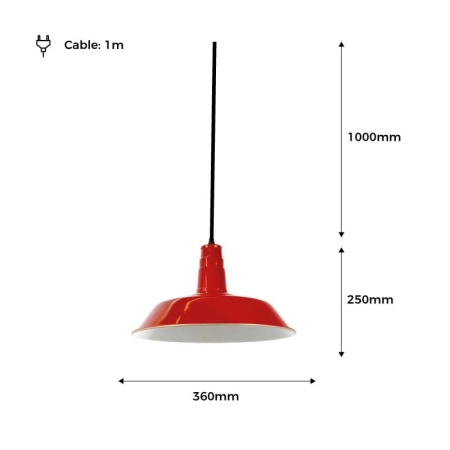 Loftowa lampa wisząca w kolorze czerwonym ABR-LWRG-R z serii RETRO - 2