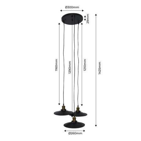 Lampa wisząca retro na 3 źródła światła ABR-LWRT-3xE27 z serii RETRO - 5