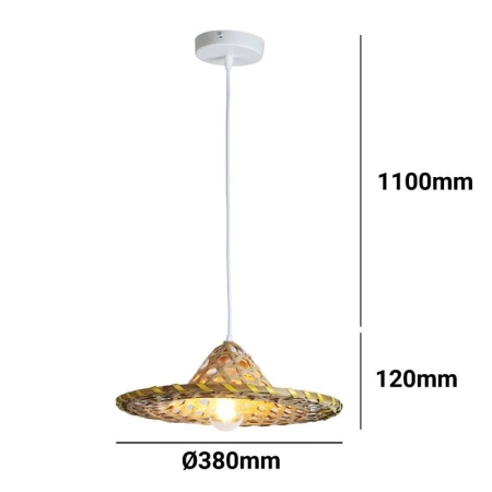 Lampa wisząca, pleciony kapelusz, bambus ABR-LWBRA z serii BOHO - 10