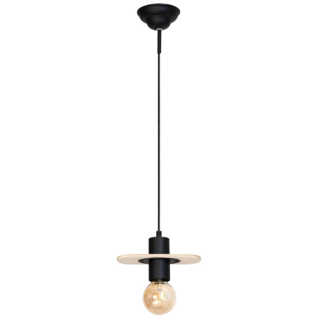 Lampa wisząca pojedyncza czarna z drewnem 940G 1-PŁ z serii ALBA I