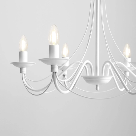 Żyrandol elegancki biały typu świecznik do salonu 397K z serii RÓŻA 3