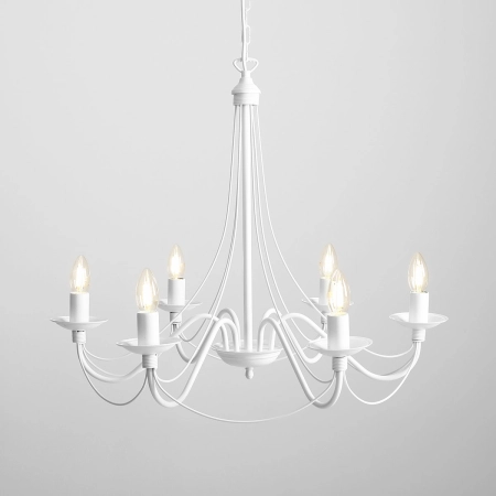 Żyrandol elegancki biały typu świecznik do salonu 397K z serii RÓŻA 5