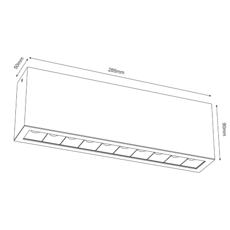 Nowoczesny downlight do holu 9x28,5cm LED 4000K ANT 1042 z serii A-GLARE