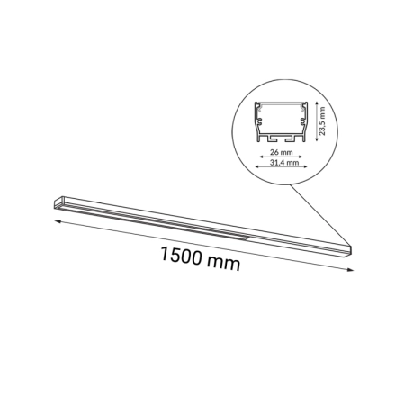 Ledowa, długa lampa LED do holu 150cm 3000K ANT 1812 z serii HIATE - wymiary