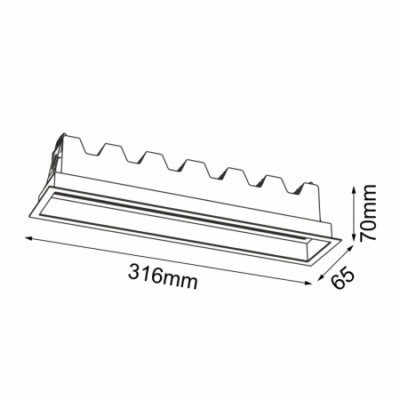 Szeroka listwa podtynkowa LED 20W 4000K ANT 3053 z serii A-GLARE - wymiary