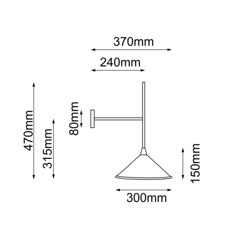 Lampa ścienna ze stożkowym kloszem, do salonu ANT 4019 z serii MERTO - wymiary