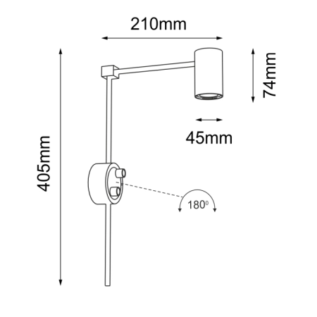 Industrialna lampa ścienna do sypialni ANT 4490 z serii DAKATA - wymiary