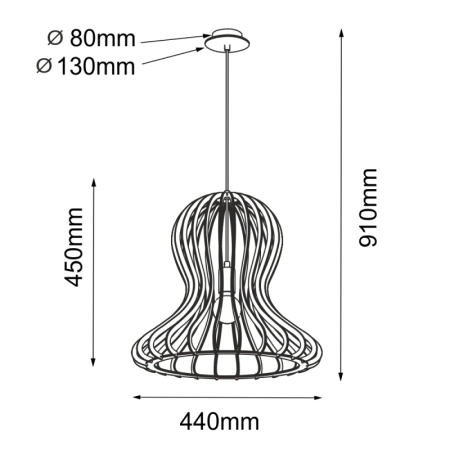 Naturalna lampa wisząca do stylowej sypialni ANT 5017 z serii OCTO - wymiary