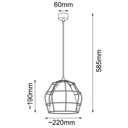 Lampa wisząca z podwójnym abażurem ANT 5022 z serii ALKANA - wymiary