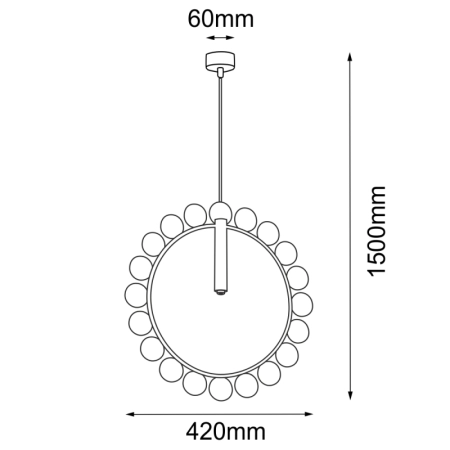 Dekoracyjna, geometryczna lampa wisząca ANT 5060 z serii NO. O - wymiary