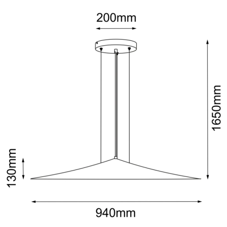 Stylowa lampa wisząca, szeroki abażur ANT 5069 z serii BRITO - wymiary