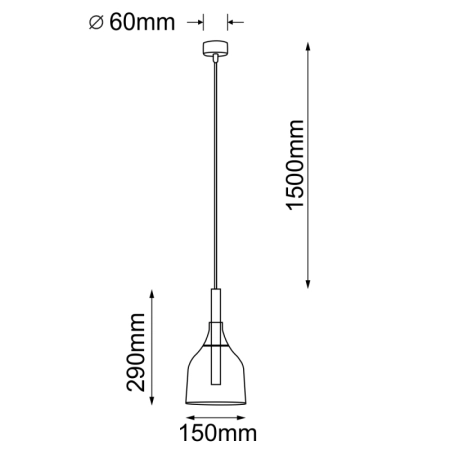 Lampa wisząca tuba ze szklanym kloszem ANT 5095 z serii BOTOR - wymiary