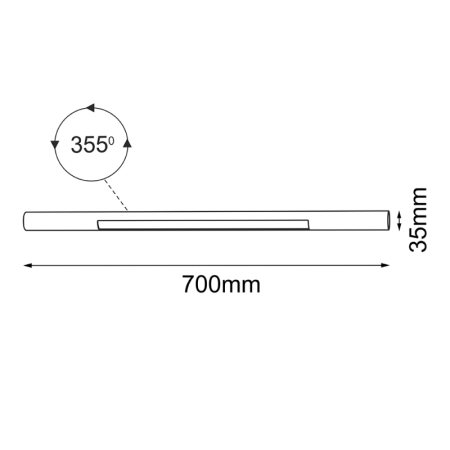 Lampa modułowa 70cm na świetlówkę ANT 5102 z serii SYSTEM MAFRA - wymiary