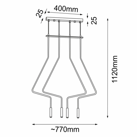 Liniowa lampa wisząca designerski kształt ANT 5141 z serii NO. VI - wymiary