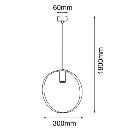 Zwis z tubą w czarnej obręczy ⌀30cm ANT 5148 z serii ORTIGA - wymiary