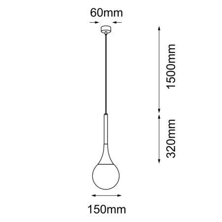 Lampa wisząca w kształcie łezki, czarny zwis ANT 5169 z serii JUN - wymiary