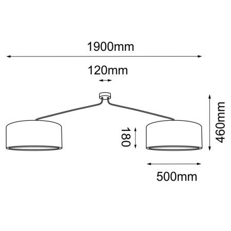 Dwuramienna, abażurowa lampa sufitowa ANT 5194 z serii LAMEGO - wymiary