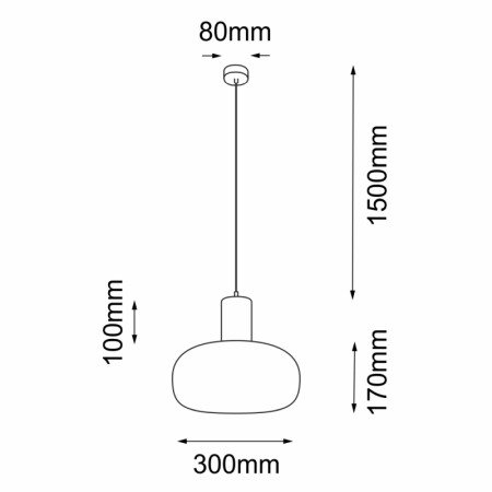 Stylowa lampa wisząca z dekoracyjnym kloszem ANT 5209 z serii TANPO - wymiary