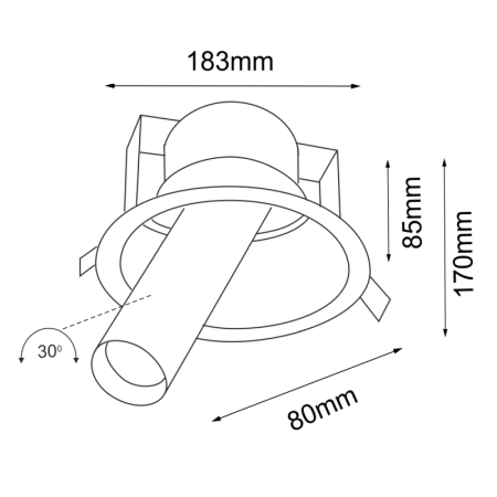 Lampa mocowana podtynkowo - tuba GU10 ANT 7806 z serii YAKUMO - wymiary