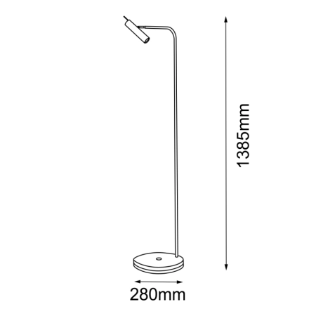 Uniwersalna lampa stojąca ze złotą głowicą ANT 8143 z serii AMOS - wymiary