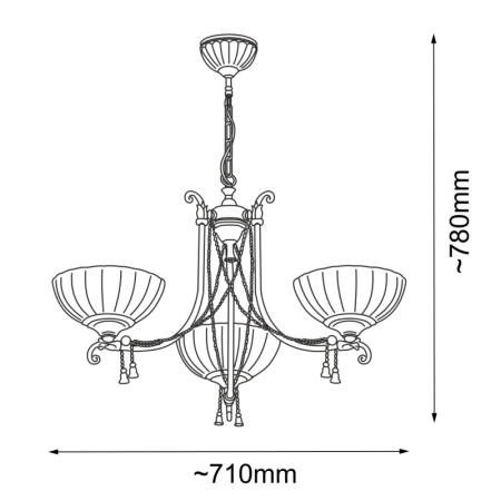 Królewska lampa wisząca w stylu retro ANT 8313 z serii GRANADA - wymiary