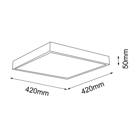 Czarna, ledowa lampa sufitowa 42x42cm 4000K ANT 8450 z serii NOMI - wymiary