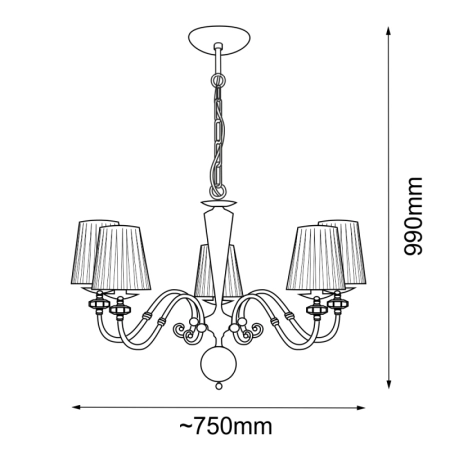 Efektowna lampa wisząca w stylu glamour ANT 8679 z serii LILOSA - wymiary