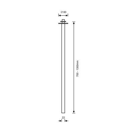 Wpuszczana tuba punktowa - czarny mat 110cm ANT 9103 z serii ALHA T