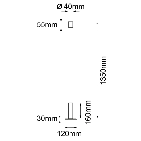 Zewnętrzna, prosta lampa stojąca 135cm ANT 9904 z serii NATSU - wymiary