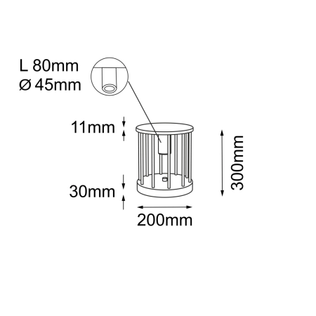 Niska, zewnętrzna lampa stojąca 30cm ANT 9905 z serii HAGI - wymiary