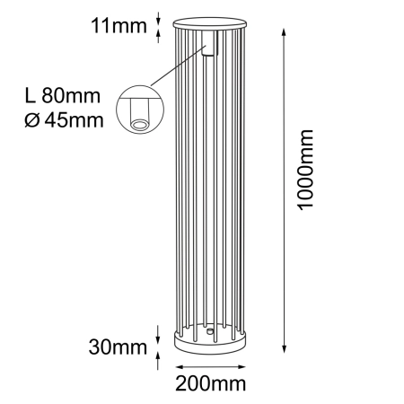 Dekoracyjna lampa stojąca do ogrodu 100cm ANT 9907 z serii HAGI - wymiary