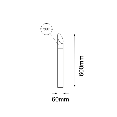 Słupek ogrodowy w kolorze antracytu 60cm ANT 9919 z serii SAGA - wymiary