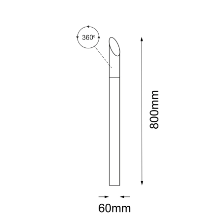 Antracytowa, prosta lampa ogrodowa 80cm ANT 9920 z serii SAGA - wymiary