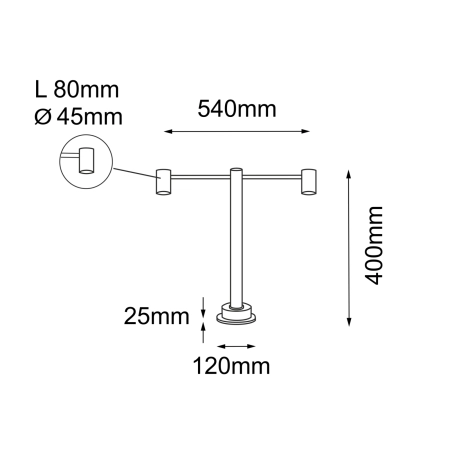 Dwuramienna lampa ogrodowa 40cm ANT 9921 z serii NISEKO - wymiary