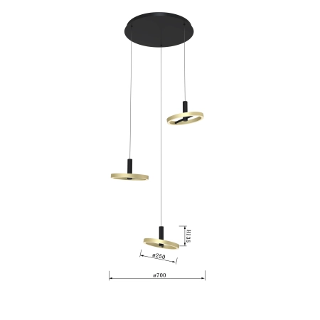 Designerska, czarno-złota lampa wisząca LED WF 5016-304 z serii BREST