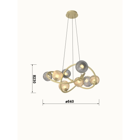 Stylowa, złota lampa wisząca do sypialni WF 7015-804 z serii METZ