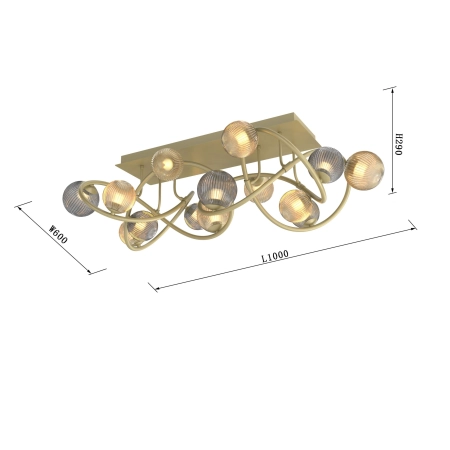 Duża, złota lampa sufitowa w stylu glamour WF 9015-1204 z serii METZ