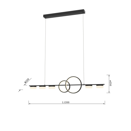 Czarna, ledowa lampa do oświetlenia stołu WF 7030-702 z serii MESSINA