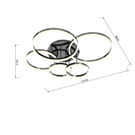 Czarna, nowoczesna lampa sufitowa LED WF 9049-605 z serii PERPIGNON