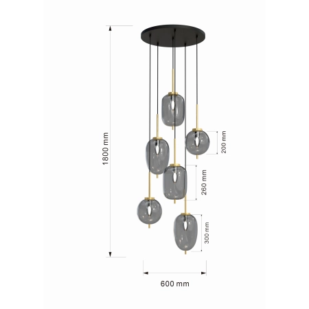 Lampa wisząca z różnymi kloszami WF 5007-502 z serii BELLEVILLE